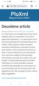 Page web local visible sur un téléphone.