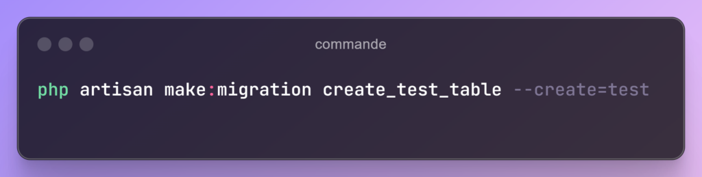 commande de migration Laravel