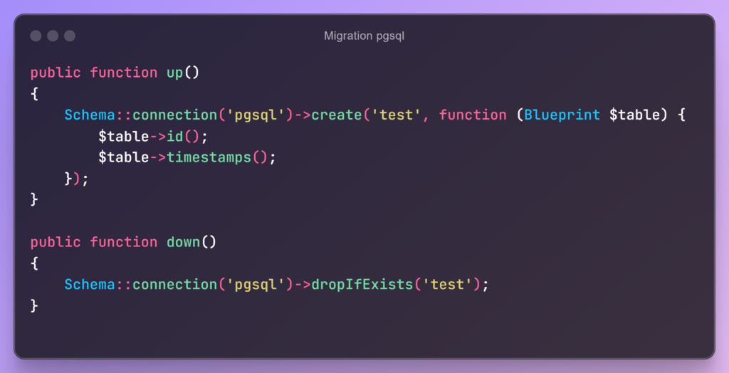 Migration Laravel avec une connexion BDD.