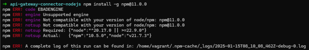 Erreur de mise à jour de npm